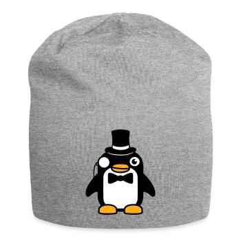 Pinguin Gentleman Sir Herr Zylinder Hut Monokel - Jersey-Beanie - Grau meliert - Vorne