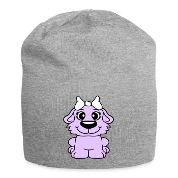 Dog Girl Cute Bow Female Woman Girl - Jersey Beanie - heather grey - Front