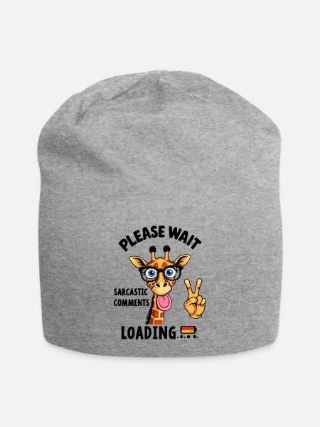 Lustige Giraffe - Jersey-Beanie - Grau meliert
