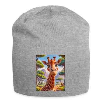 Super süße afrikanische Tiere – Giraffe - Jersey-Beanie - Grau meliert - Vorne