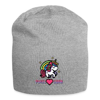 Pixel Licorne Licorne Licorne Arc-en-ciel - Bonnet en jersey - gris chiné - Devant