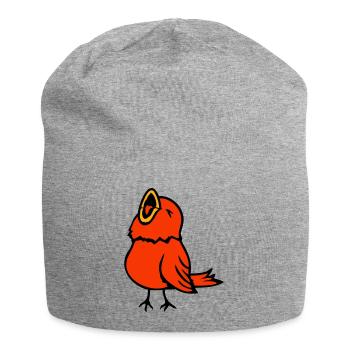 Budgie, songbird, sparrow, bird, chirp, cute - Jersey Beanie - heather grey - Front