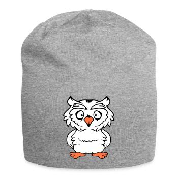 Eule Vogel Uhu Nachtvogel Schleiereule Kauz Comic - Jersey-Beanie - Grau meliert - Vorne