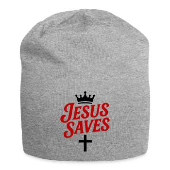 Jesus Rettet Kreuz - Jersey-Beanie - Grau meliert - Vorne