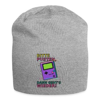 Retro Gaming Saying with Handheld Game Device Video Games - Jersey Beanie - heather grey - Front