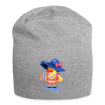 Pixel-Art Ente am Strand im Badeanzug - Jersey-Beanie - Grau meliert - Vorne