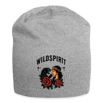 Evocative Feminine and Feline Tattoo - Jersey Beanie - heather grey - Front
