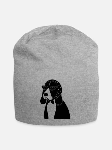 Beagle mit Stil - Jersey-Beanie - Grau meliert