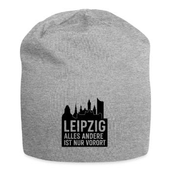 Leipzig Skyline Silhouette Text Design City - Jersey Beanie - heather grey - Front