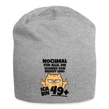 Ich bin 49 plus Mittelfinger - Jersey-Beanie - Grau meliert - Vorne