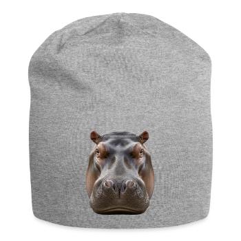 Nilpferd Porträt Detail Wildlife Design - Jersey-Beanie - Grau meliert - Vorne