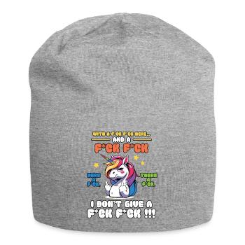 Buntes Einhorn mit frechem Spruch Old Mcdonald - Jersey-Beanie - Grau meliert - Vorne