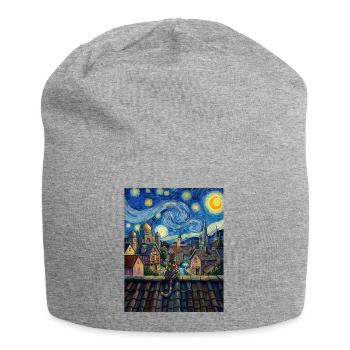 Regenbogenkatze Sternennacht Van Gogh Kunst - Jersey-Beanie - Grau meliert - Vorne