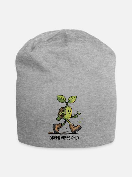 Ökologische Pflanze auf einer Wanderung - Jersey-Beanie - Grau meliert