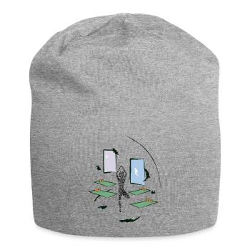 Yoga-Baum | Abstraktes Studio im Minimalismus - Jersey-Beanie - Grau meliert - Vorne