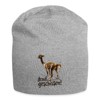 Alpaka "drauf geschissen!" - Jersey-Beanie - Grau meliert - Vorne