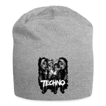 Techno Nonnen Schwarz-Grau - Jersey-Beanie - Grau meliert - Vorne
