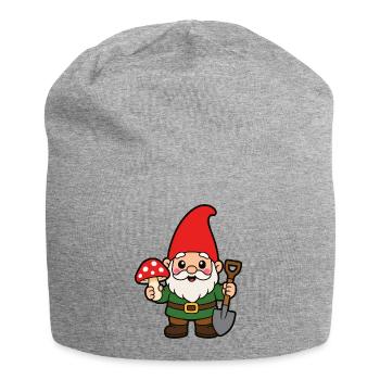 Garten Gnomenheld mit Pilz - Jersey-Beanie - Grau meliert - Vorne