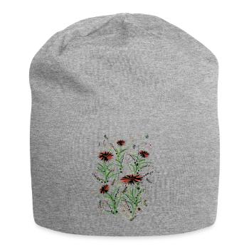 Abstrakte Wildblumen Grunge Illustration - Jersey-Beanie - Grau meliert - Vorne