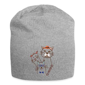 Katzen Trio  - Jersey-Beanie - Grau meliert - Vorne