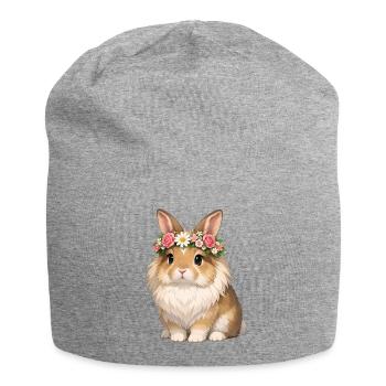 Lion Head Rabbit - Jersey Beanie - heather grey - Front