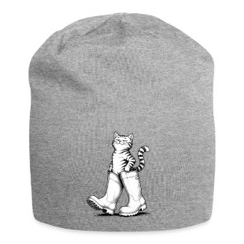 Cat in rubber boots, Puss in Boots - Jersey Beanie - heather grey - Front