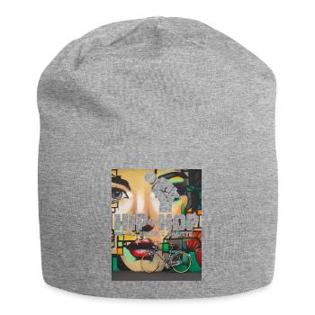 Hip Hop Graffiti Portrait with Bicycle - Jersey Beanie - heather grey - Front