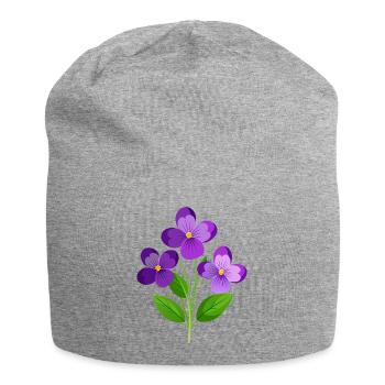 Violets Flower - Jersey Beanie - heather grey - Front