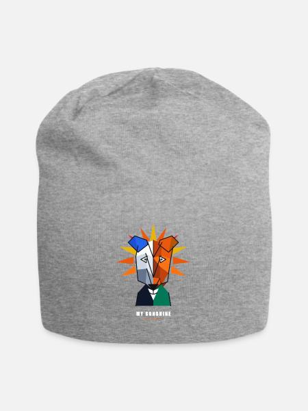 Jack-Russel-Terrier-Kubismus - Jersey-Beanie - Grau meliert