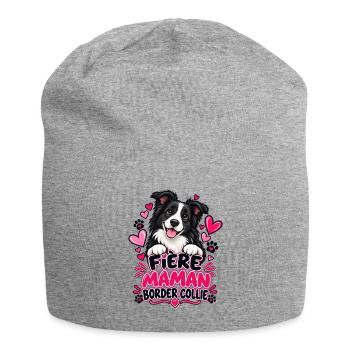 Stolze Border Collie Mama - Jersey-Beanie - Grau meliert - Vorne