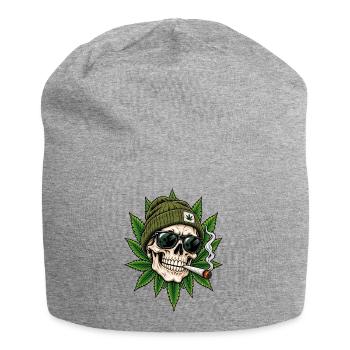 Totenkopf Cannabis Style - Jersey-Beanie - Grau meliert - Vorne