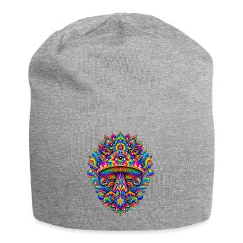 Psychedelischer Augenpilz Mandala - Jersey-Beanie - Grau meliert - Vorne