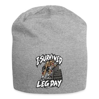 Ich habe den Beintag überlebt - Jersey-Beanie - Grau meliert - Vorne