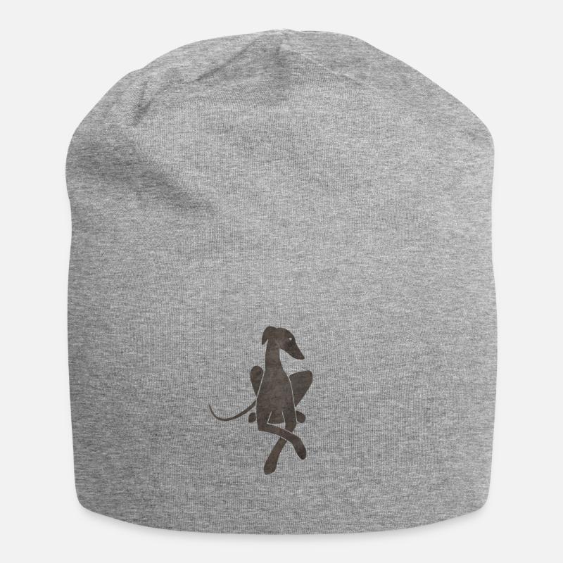 Lying Greyhound dark gray - Jersey Beanie - heather grey