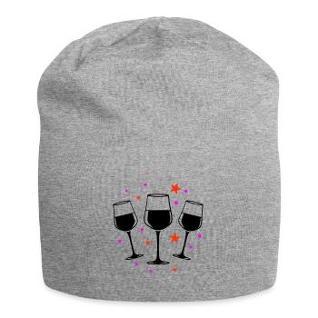 Weinglas Rotwein Symbol - Jersey-Beanie - Grau meliert - Vorne