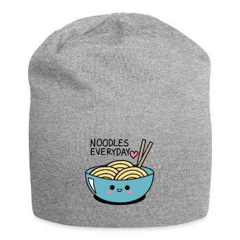 Nudeln jeden Tag - süße und kawaii Nudeln - Jersey-Beanie - Grau meliert - Vorne