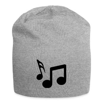 Musiknoten zeichen - Jersey-Beanie - Grau meliert - Vorne