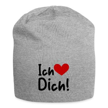 Je t’aime en disant - Bonnet en jersey - gris chiné - Devant