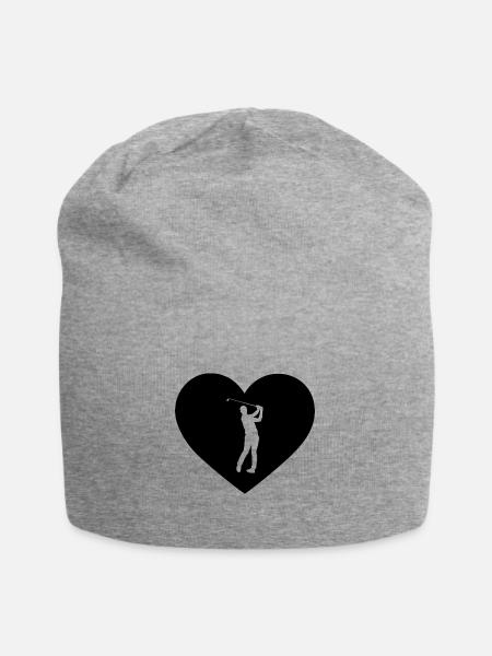 Herz 1 und Golf - - Jersey-Beanie - Grau meliert