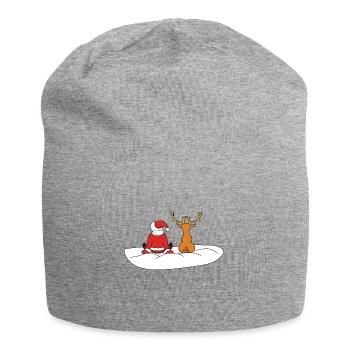 Weihnachtsmann Rentier - Jersey-Beanie - Grau meliert - Vorne