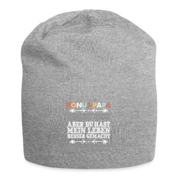 Geschenkidee für Bonuspapa Ziehpapa Stiefpapa - Jersey-Beanie - Grau meliert - Vorne