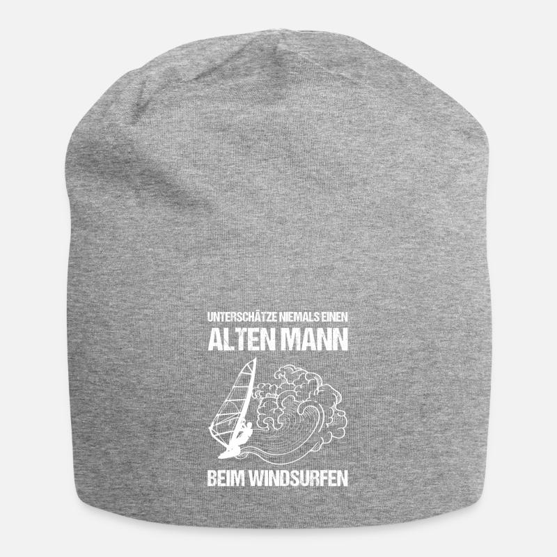Unterschätze niemals einen alten Mann Windsurfen - Jersey-Beanie - Grau meliert