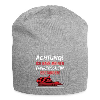 Achtung ich hab meinen Führerschein bestanden - Jersey-Beanie - Grau meliert - Vorne