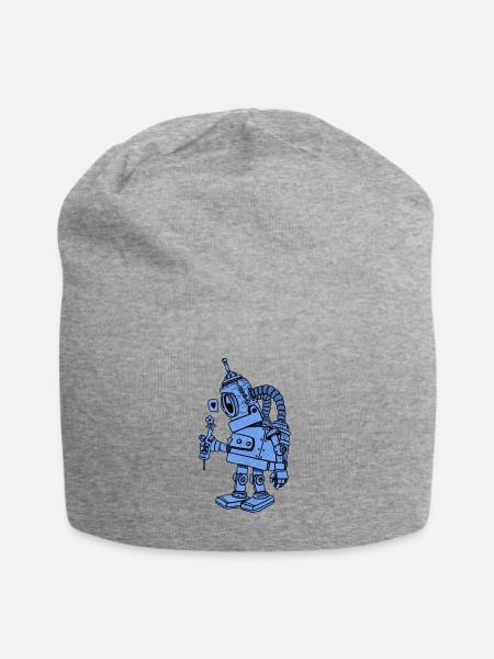 Roboter in Liebe blau - Jersey-Beanie - Grau meliert