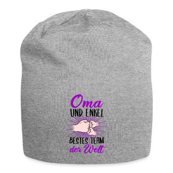 Oma und Enkel zweifache Oma Geschenk Geburt Enkel - Jersey-Beanie - Grau meliert - Vorne