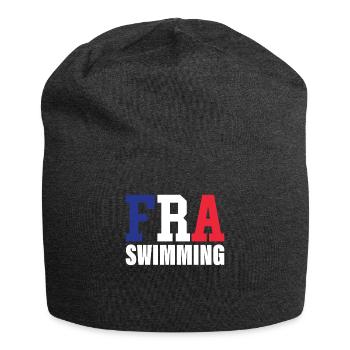 Natation - FRA Drapeau français & nageurs - - Bonnet en jersey - charbon - Devant