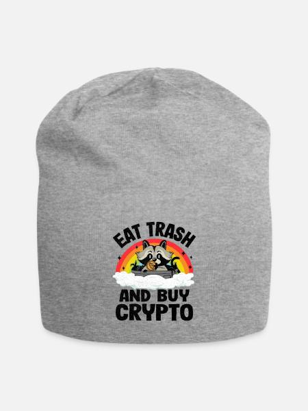 Krypto Waschbär Bitcoin BTC Kryptowährungen - Jersey-Beanie - Grau meliert