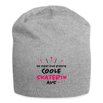 Skaterin Lustiger Spruch Skating Sprüche Geschenk - Jersey-Beanie - Grau meliert - Vorne
