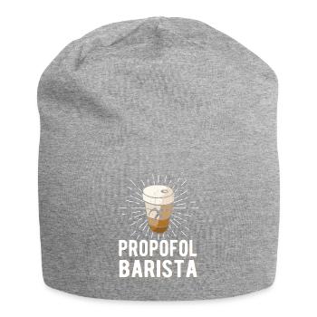 Propofol Barista - Laryngoskop Narkose Anästhesie - Jersey-Beanie - Grau meliert - Vorne