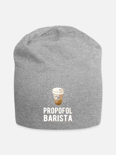 Propofol Barista - Laryngoskop Narkose Anästhesie - Jersey-Beanie - Grau meliert